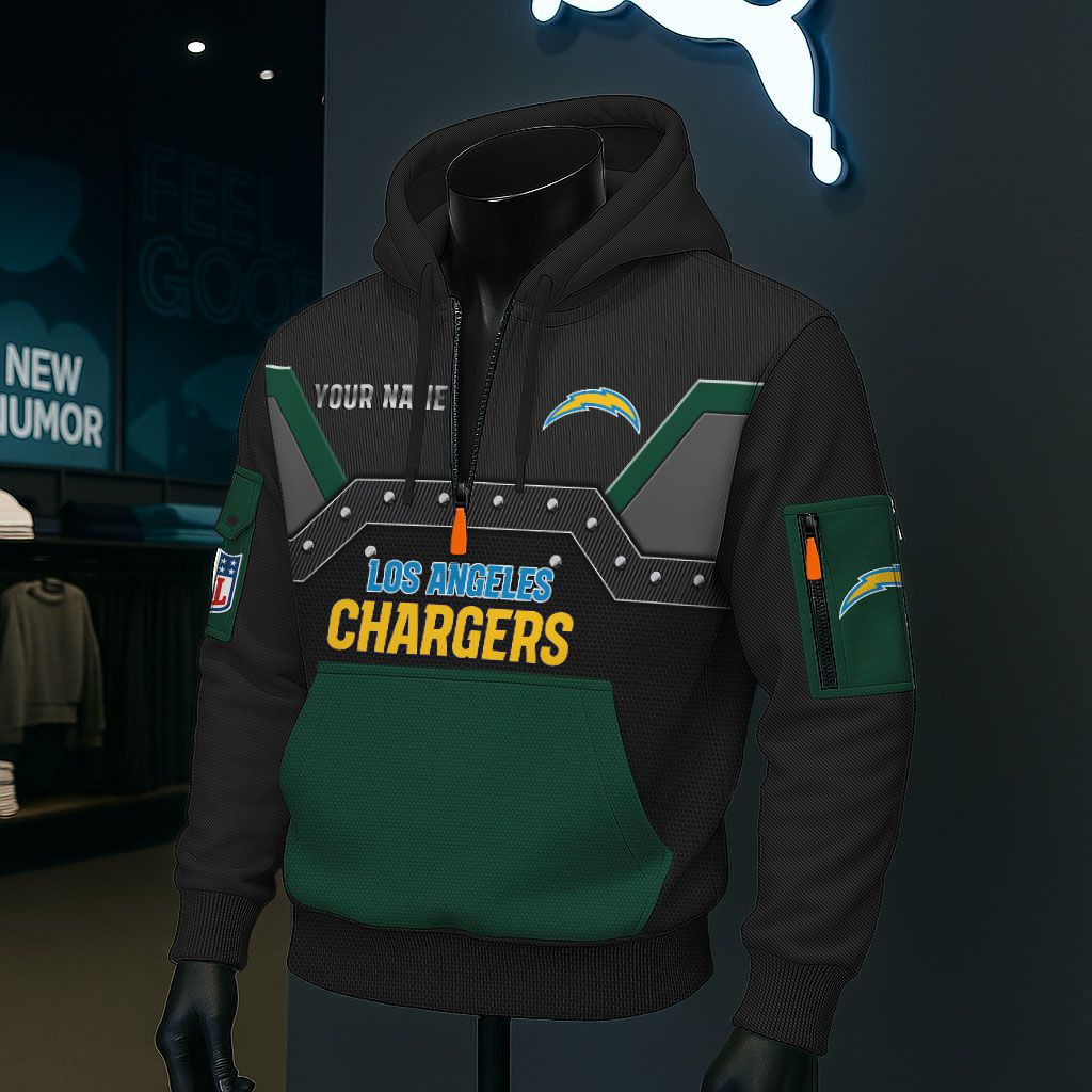 Los Angeles Chargers NFL 3D Half-Zip Hoodie PB6PKLD