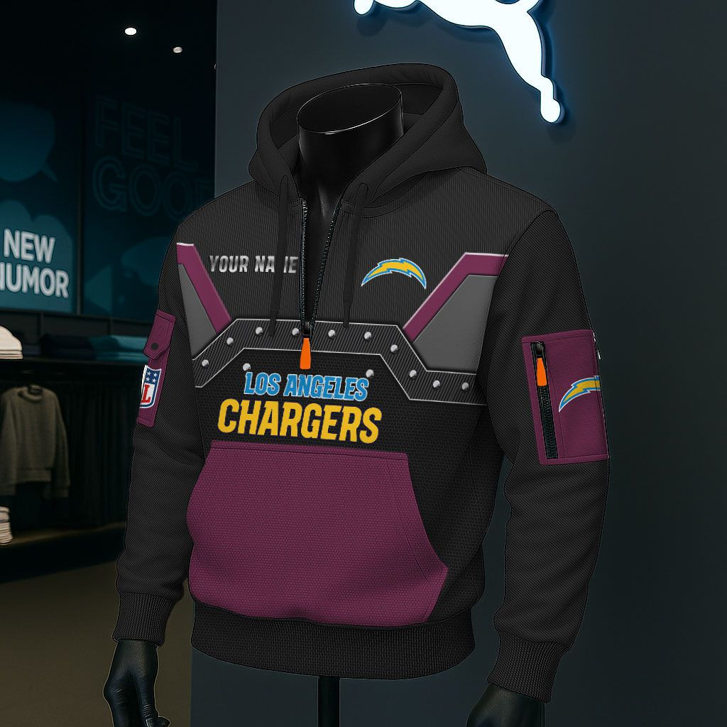 Los Angeles Chargers NFL 3D Half-Zip Hoodie PB6PKLD