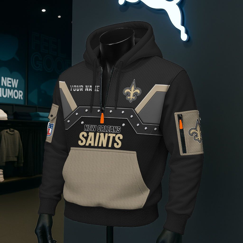 New Orleans Saints NFL 3D Half-Zip Hoodie BRDCT3DA2224