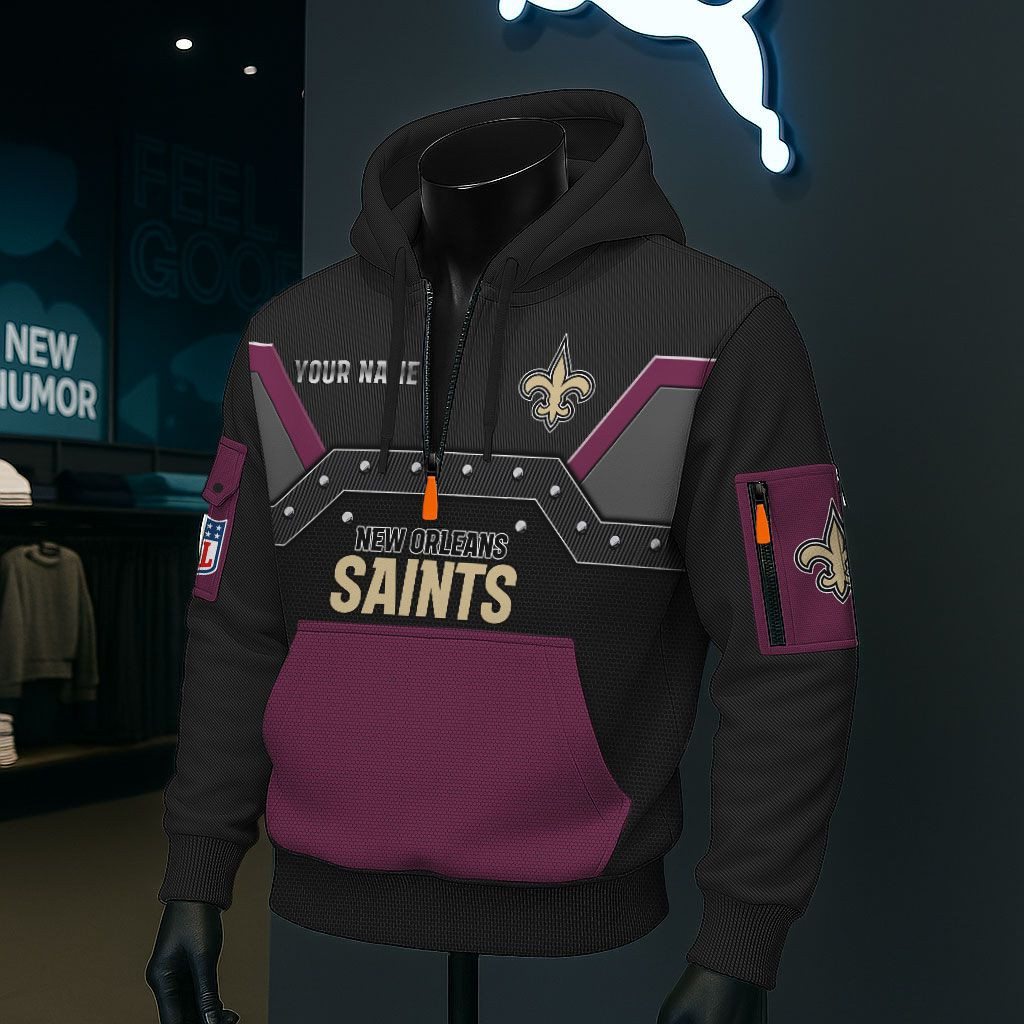 New Orleans Saints NFL 3D Half-Zip Hoodie PB78YYC