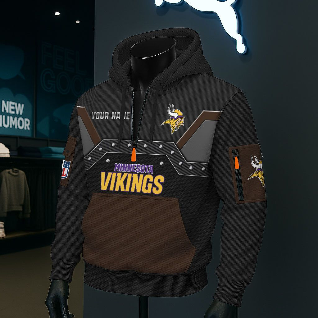 Minnesota Vikings NFL 3D Half-Zip Hoodie PB5KXYS