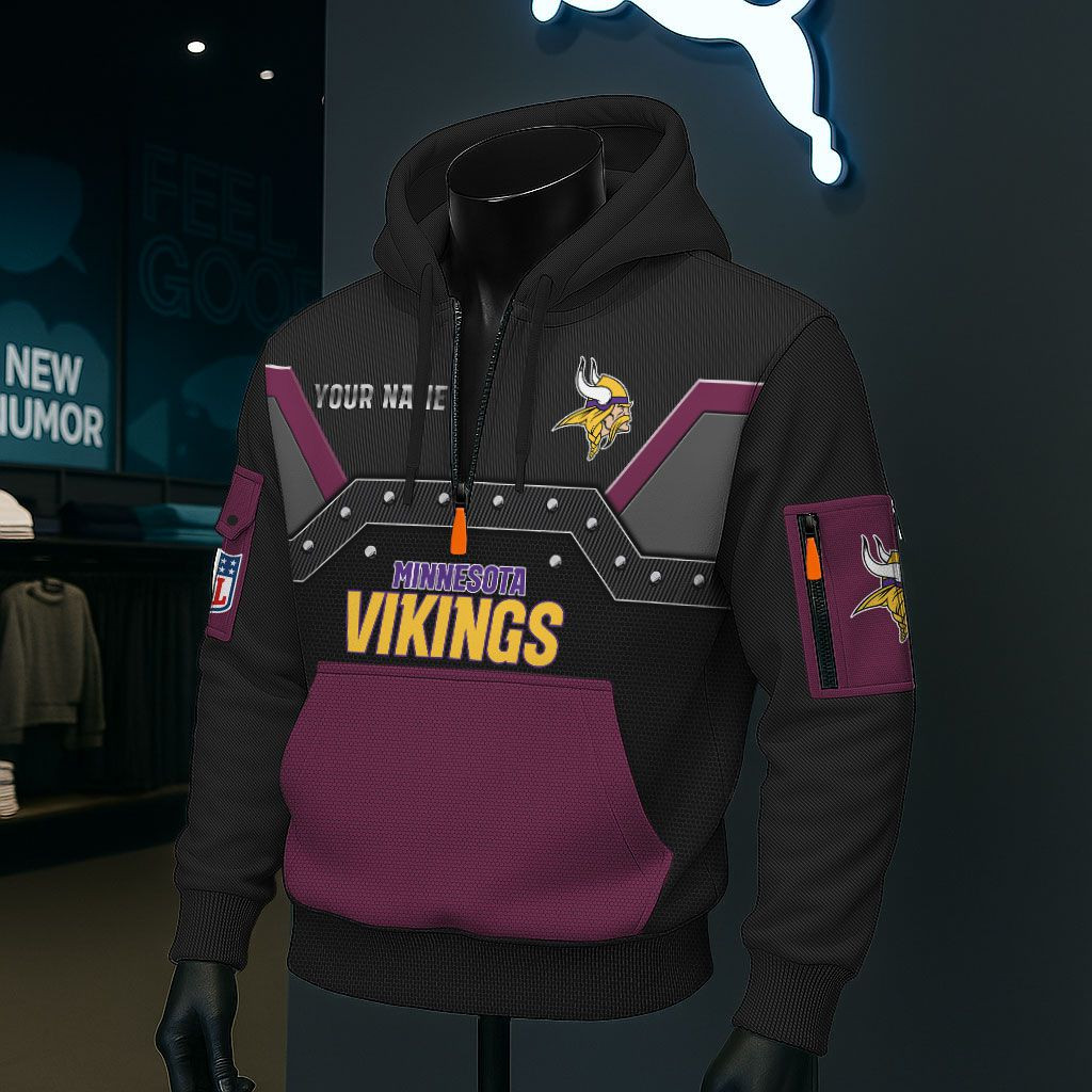 Minnesota Vikings NFL 3D Half-Zip Hoodie PB5KXYS