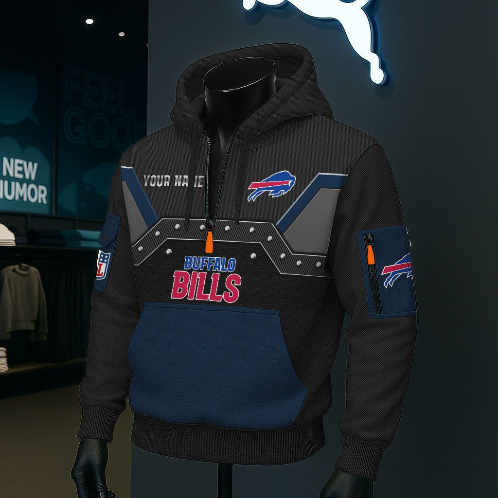 Buffalo Bills NFL 3D Half-Zip Hoodie PBBQ80C