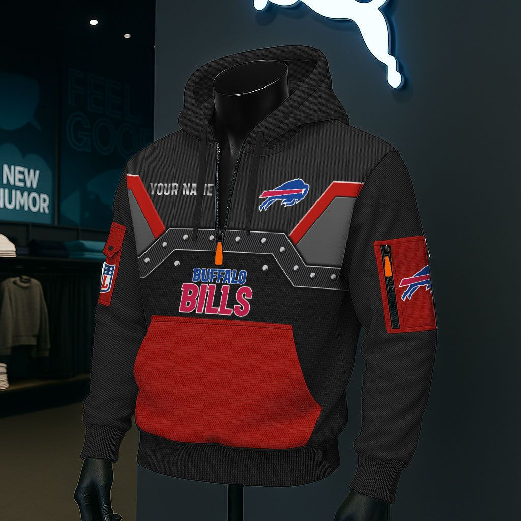 Buffalo Bills NFL 3D Half-Zip Hoodie PBBQ80C