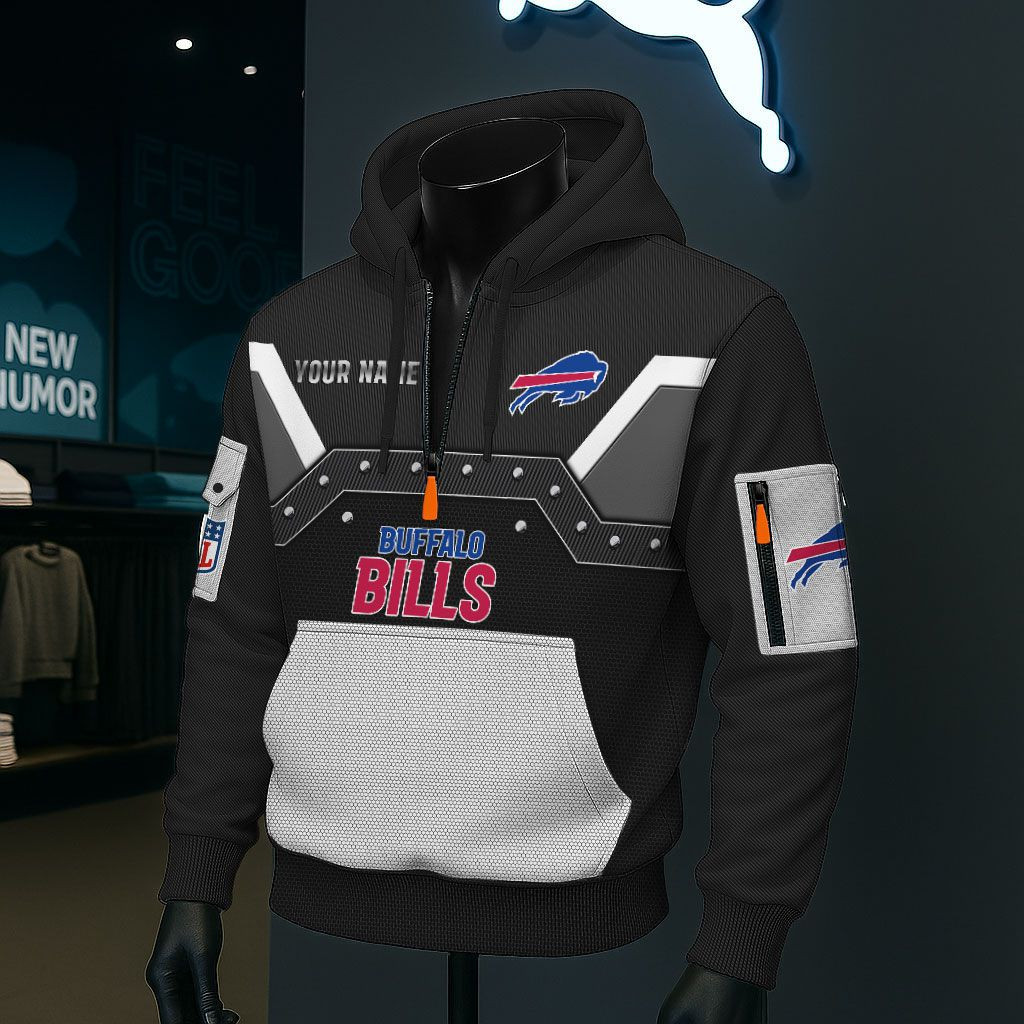 Buffalo Bills NFL 3D Half-Zip Hoodie PBBQ80C