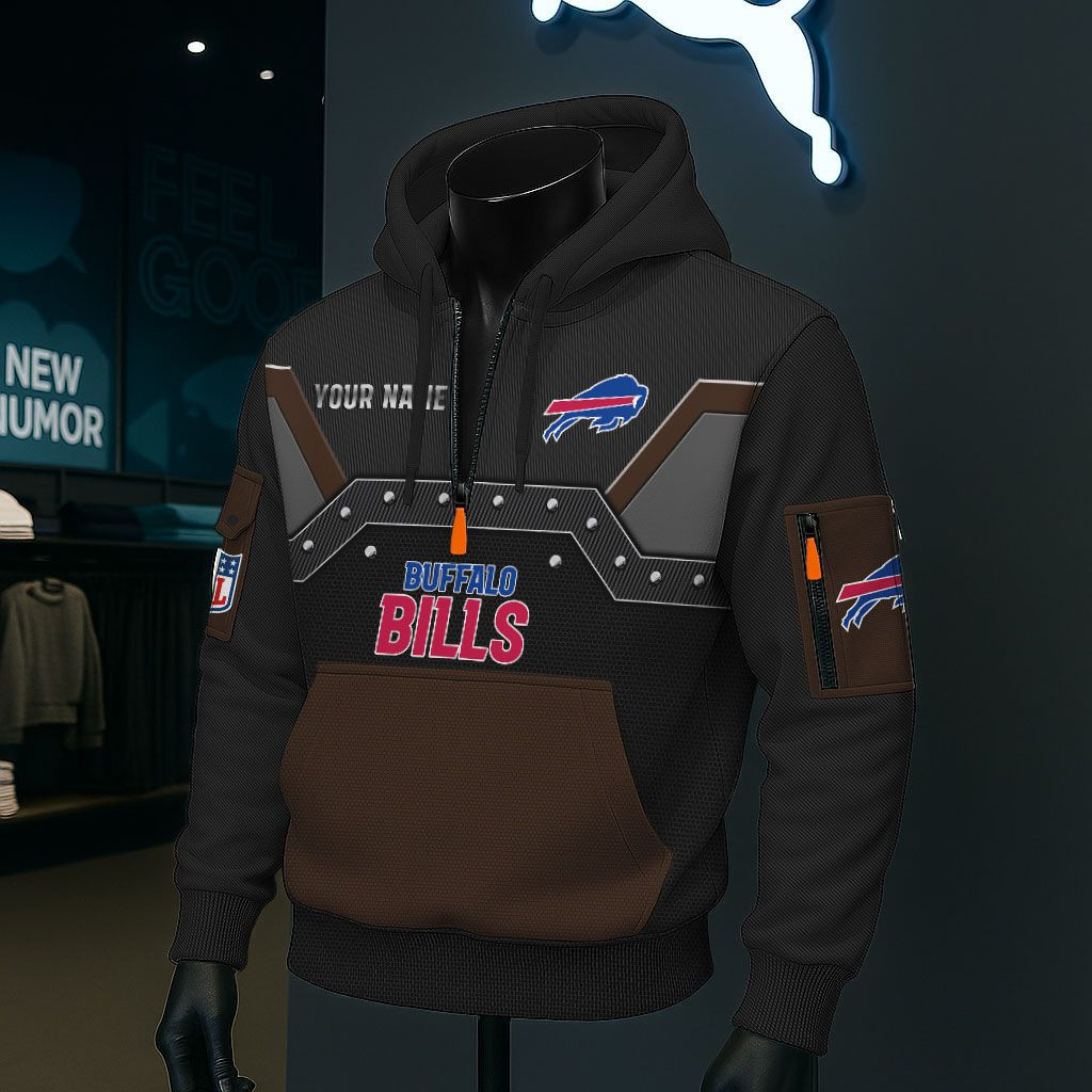 Buffalo Bills NFL 3D Half-Zip Hoodie PBBQ80C