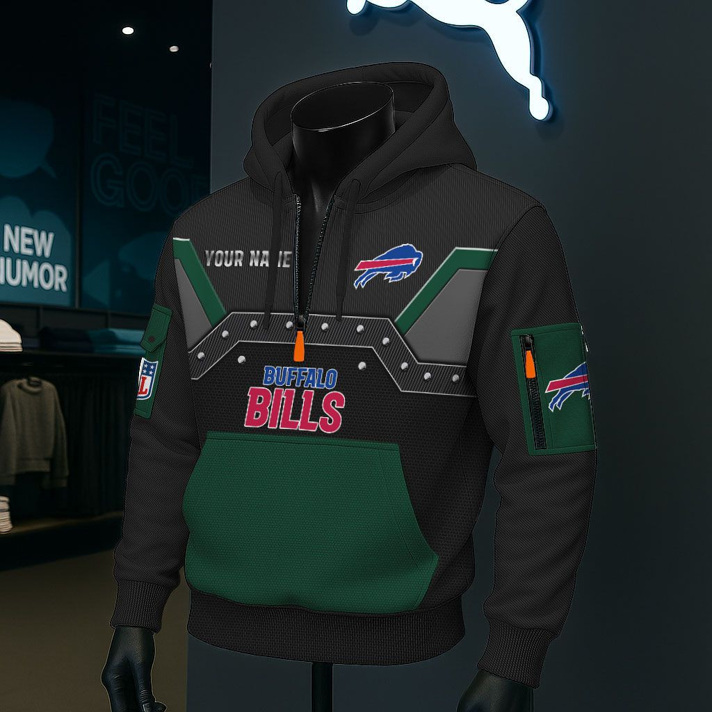 Buffalo Bills NFL 3D Half-Zip Hoodie PBBQ80C