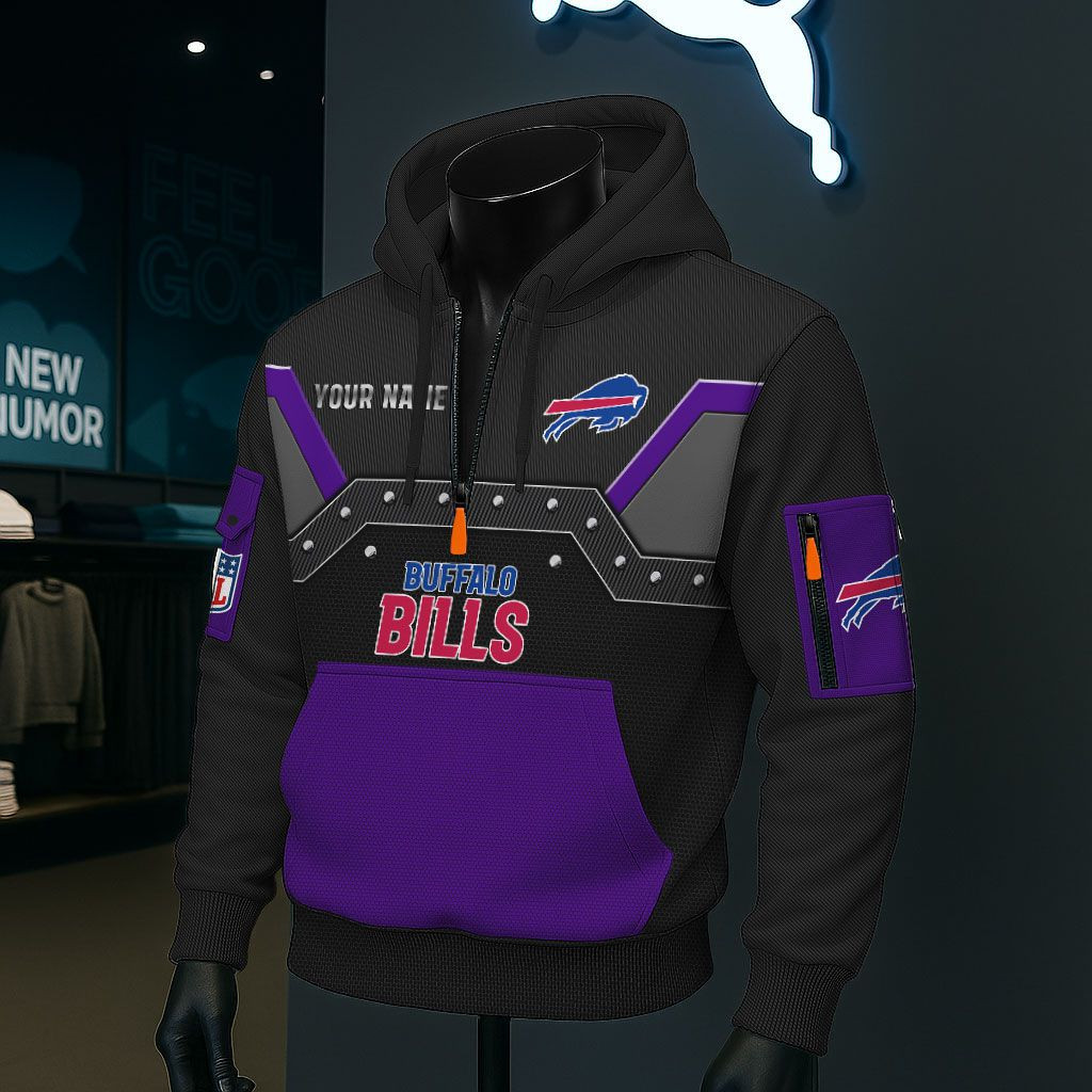 Buffalo Bills NFL 3D Half-Zip Hoodie PBBQ80C