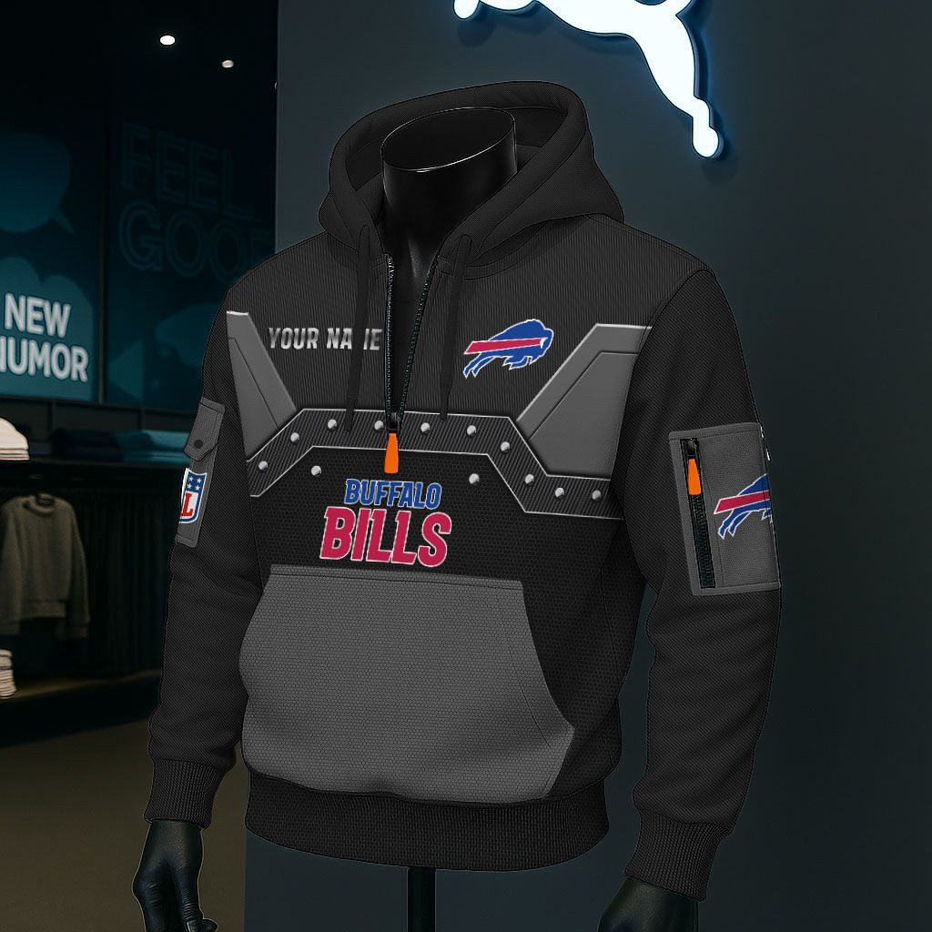 Buffalo Bills NFL 3D Half-Zip Hoodie PBBQ80C
