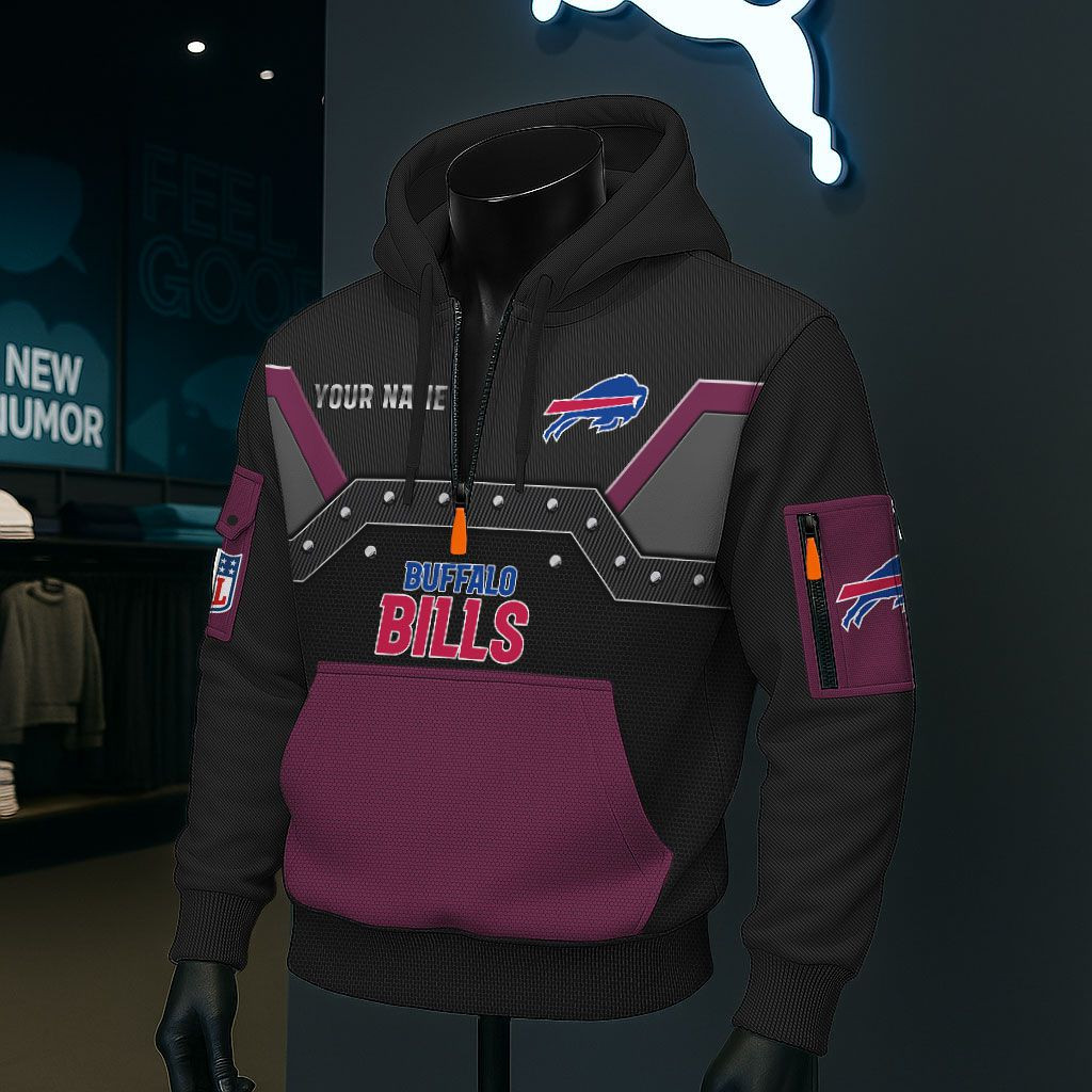Buffalo Bills NFL 3D Half-Zip Hoodie PBBQ80C
