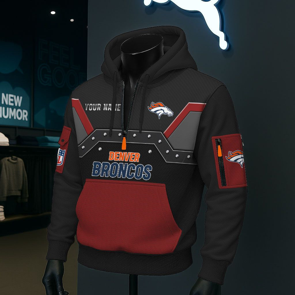 Denver Broncos NFL 3D Half-Zip Hoodie PBYGV88