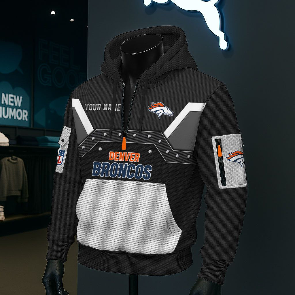 Denver Broncos NFL 3D Half-Zip Hoodie PBYGV88