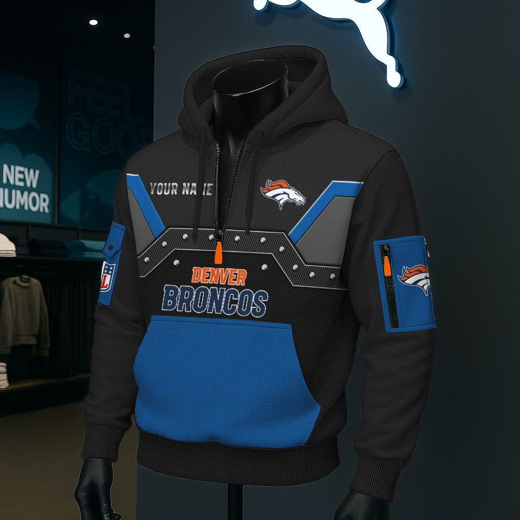 Denver Broncos NFL 3D Half-Zip Hoodie PBYGV88