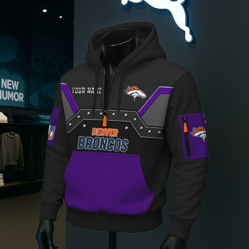Denver Broncos NFL 3D Half-Zip Hoodie PBYGV88