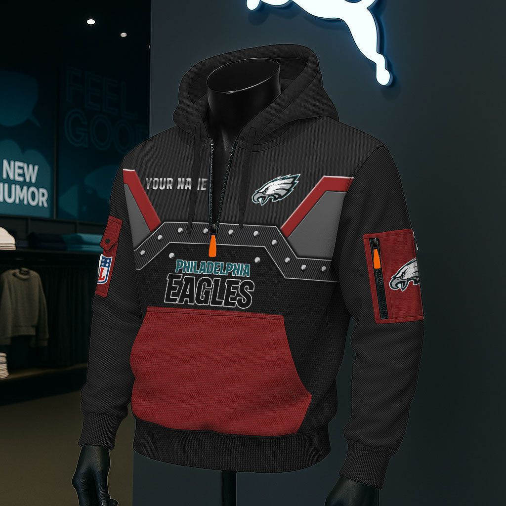 Philadelphia Eagles NFL 3D Half-Zip Hoodie PB2IACB