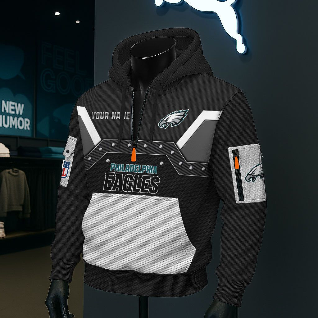 Philadelphia Eagles NFL 3D Half-Zip Hoodie PB2IACB