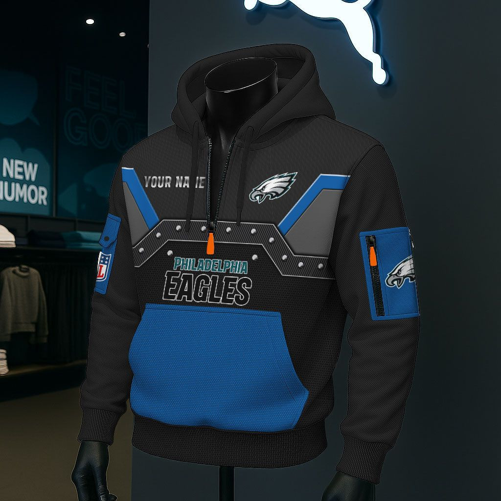 Philadelphia Eagles NFL 3D Half-Zip Hoodie PB2IACB