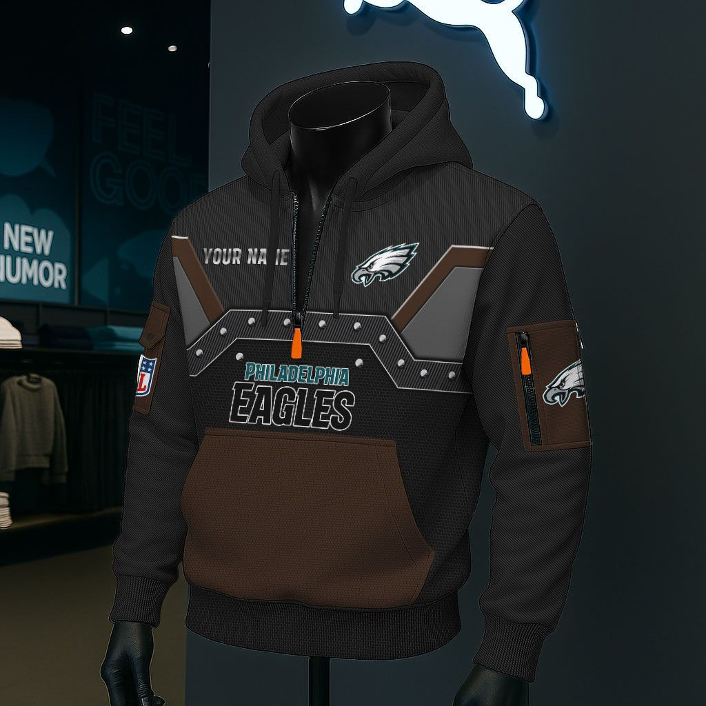 Philadelphia Eagles NFL 3D Half-Zip Hoodie PB2IACB