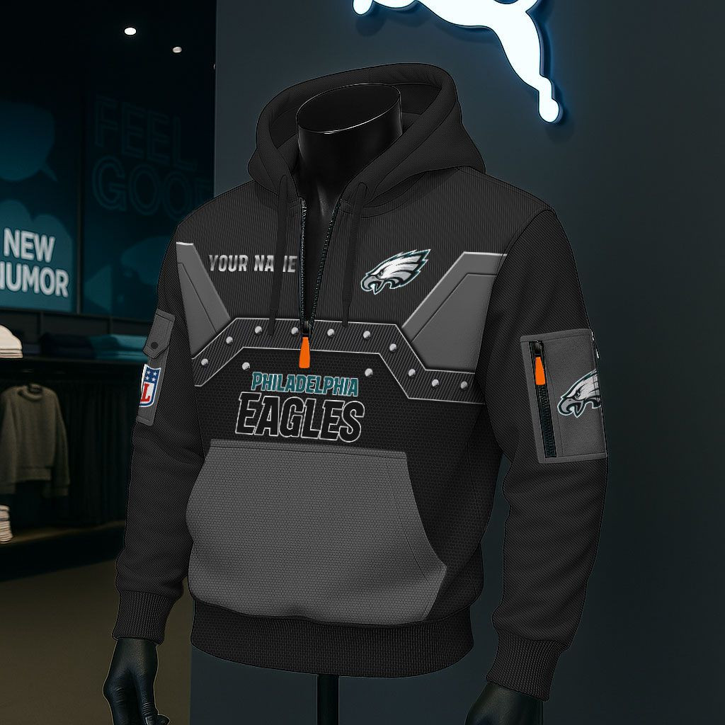 Philadelphia Eagles NFL 3D Half-Zip Hoodie PB2IACB