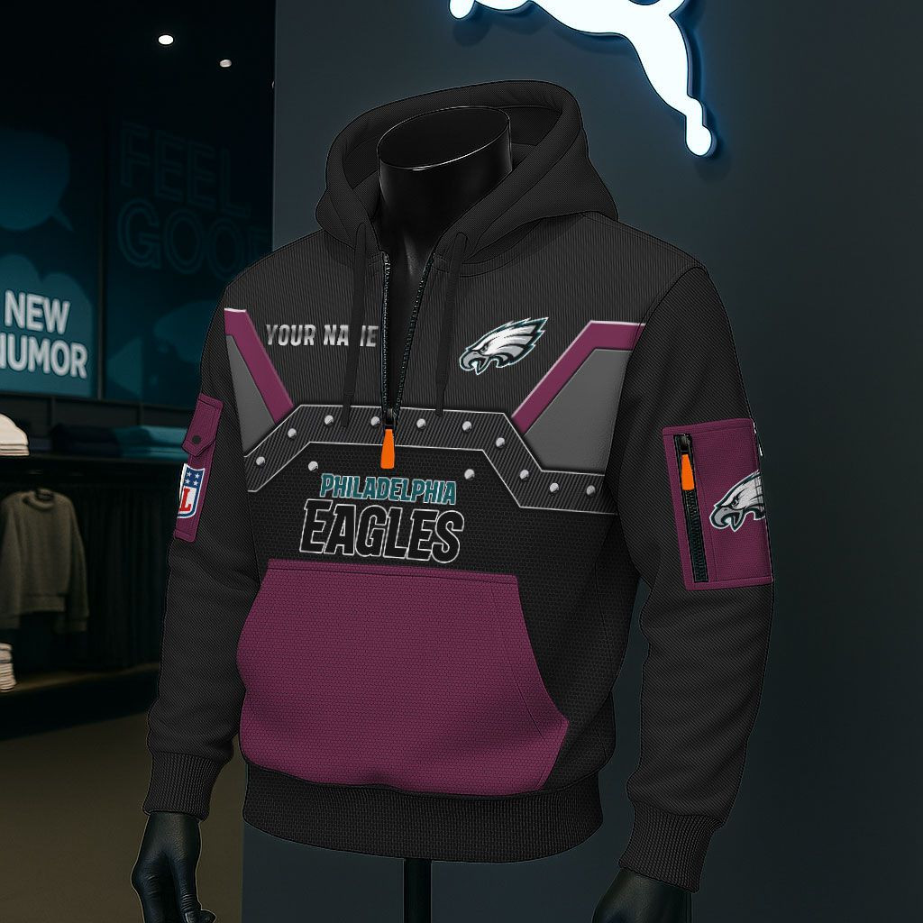 Philadelphia Eagles NFL 3D Half-Zip Hoodie PB2IACB
