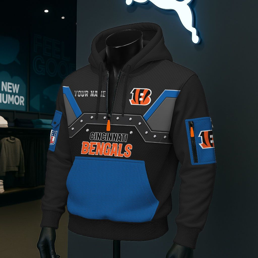 Cincinnati Bengals NFL 3D Half-Zip Hoodie PBFB22D