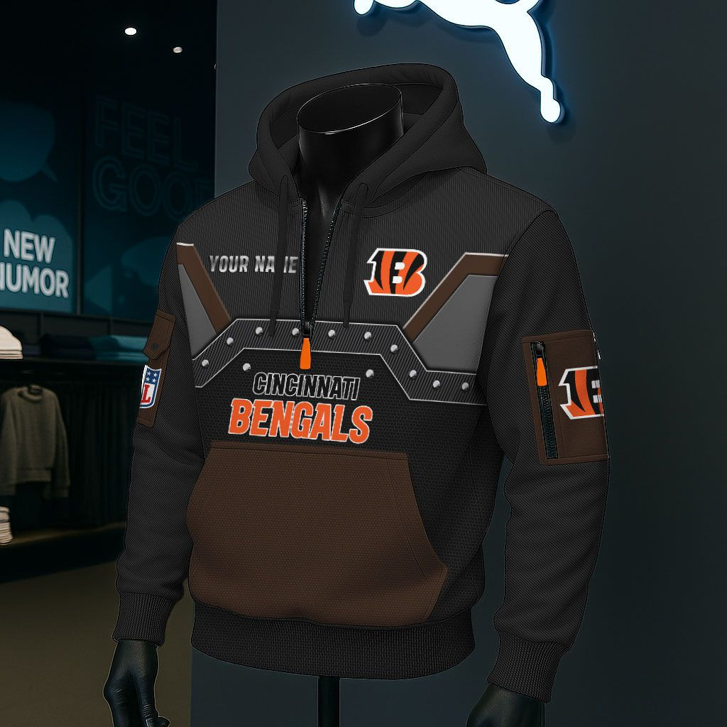 Cincinnati Bengals NFL 3D Half-Zip Hoodie PBFB22D