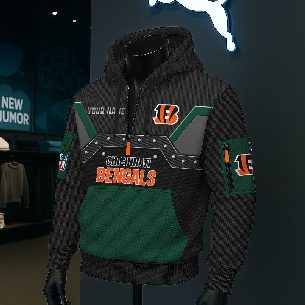 Cincinnati Bengals NFL 3D Half-Zip Hoodie PBFB22D