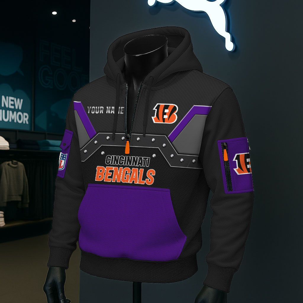 Cincinnati Bengals NFL 3D Half-Zip Hoodie PBFB22D