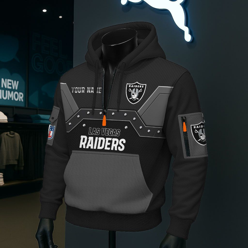 Las Vegas Raiders NFL 3D Half-Zip Hoodie BRDCT3DA2524