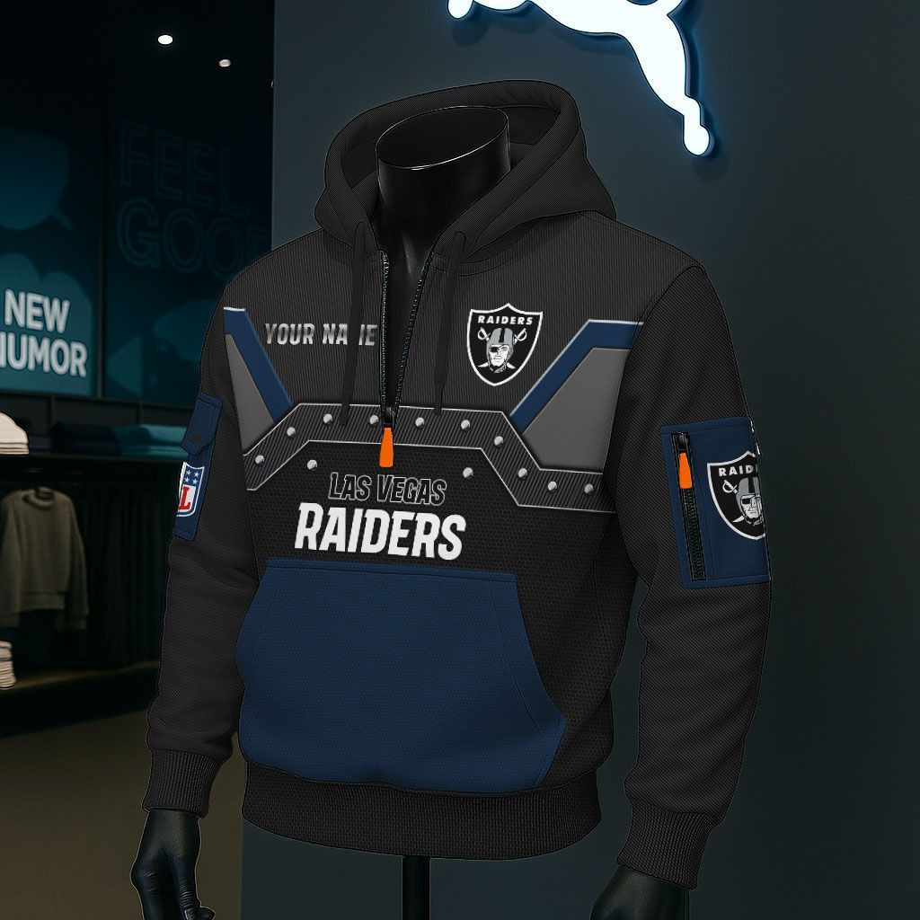 Las Vegas Raiders NFL 3D Half-Zip Hoodie PB2LAMT