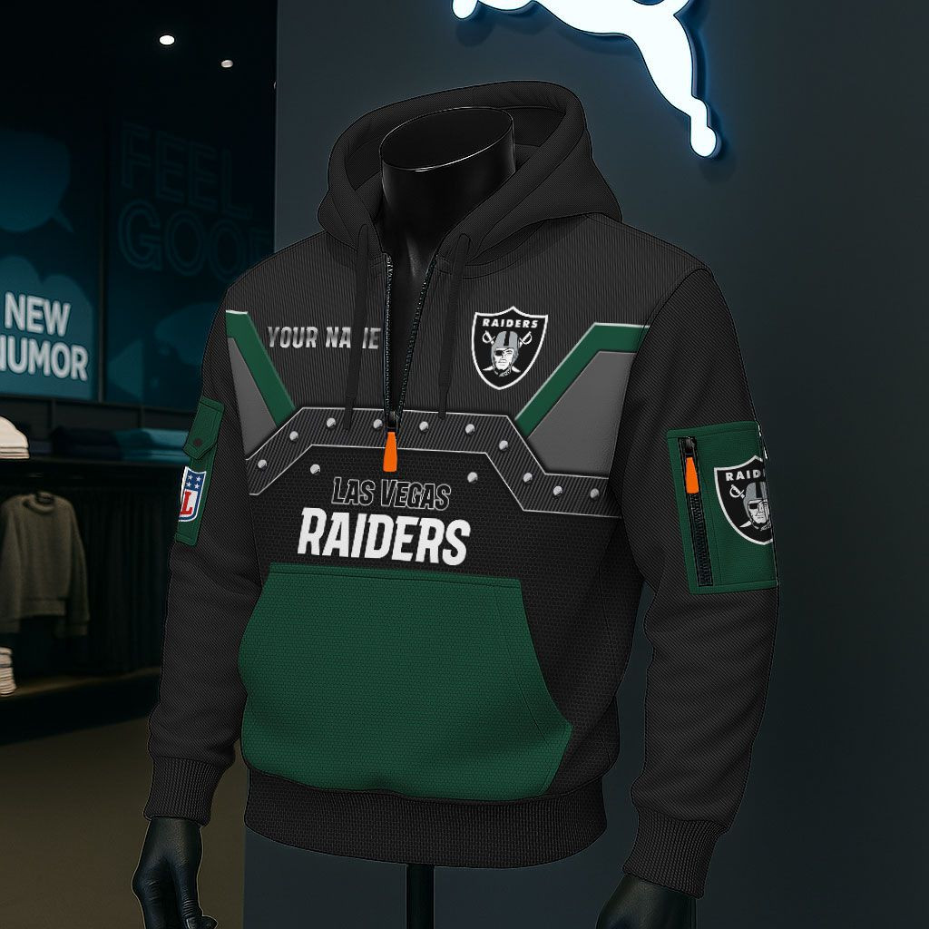 Las Vegas Raiders NFL 3D Half-Zip Hoodie PB2LAMT