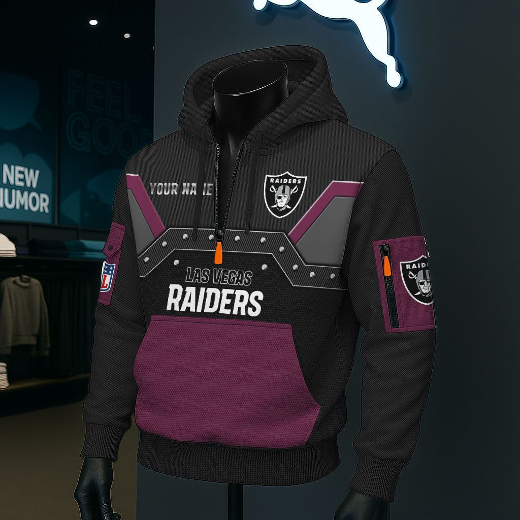 Las Vegas Raiders NFL 3D Half-Zip Hoodie PB2LAMT
