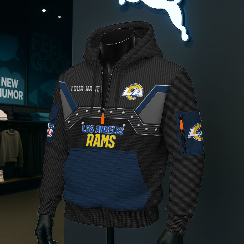 Los Angeles Rams NFL 3D Half-Zip Hoodie BRDCT3DA1824