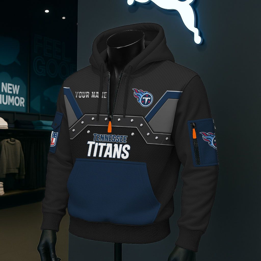 Tennessee Titans NFL 3D Half-Zip Hoodie BRDCT3DA3124