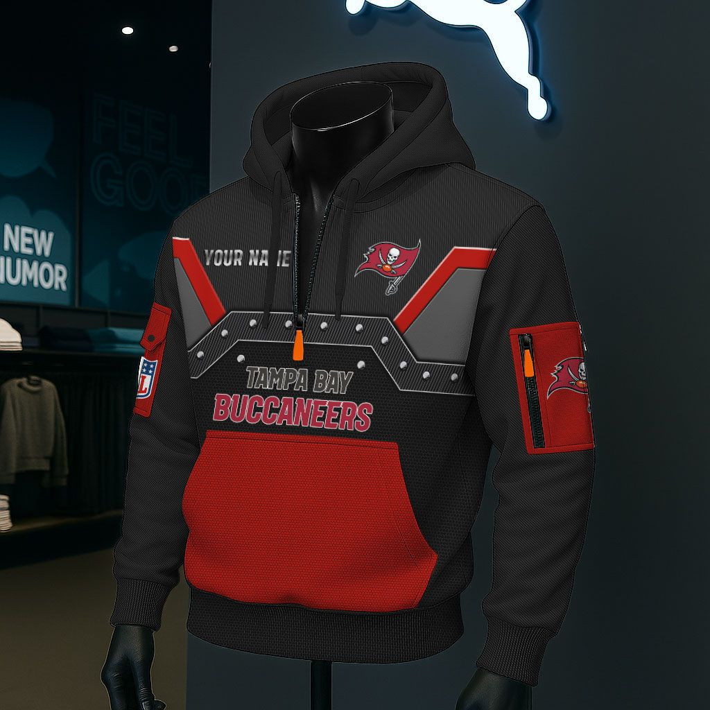 Tampa Bay Buccaneers NFL 3D Half-Zip Hoodie BRDCT3DA3024