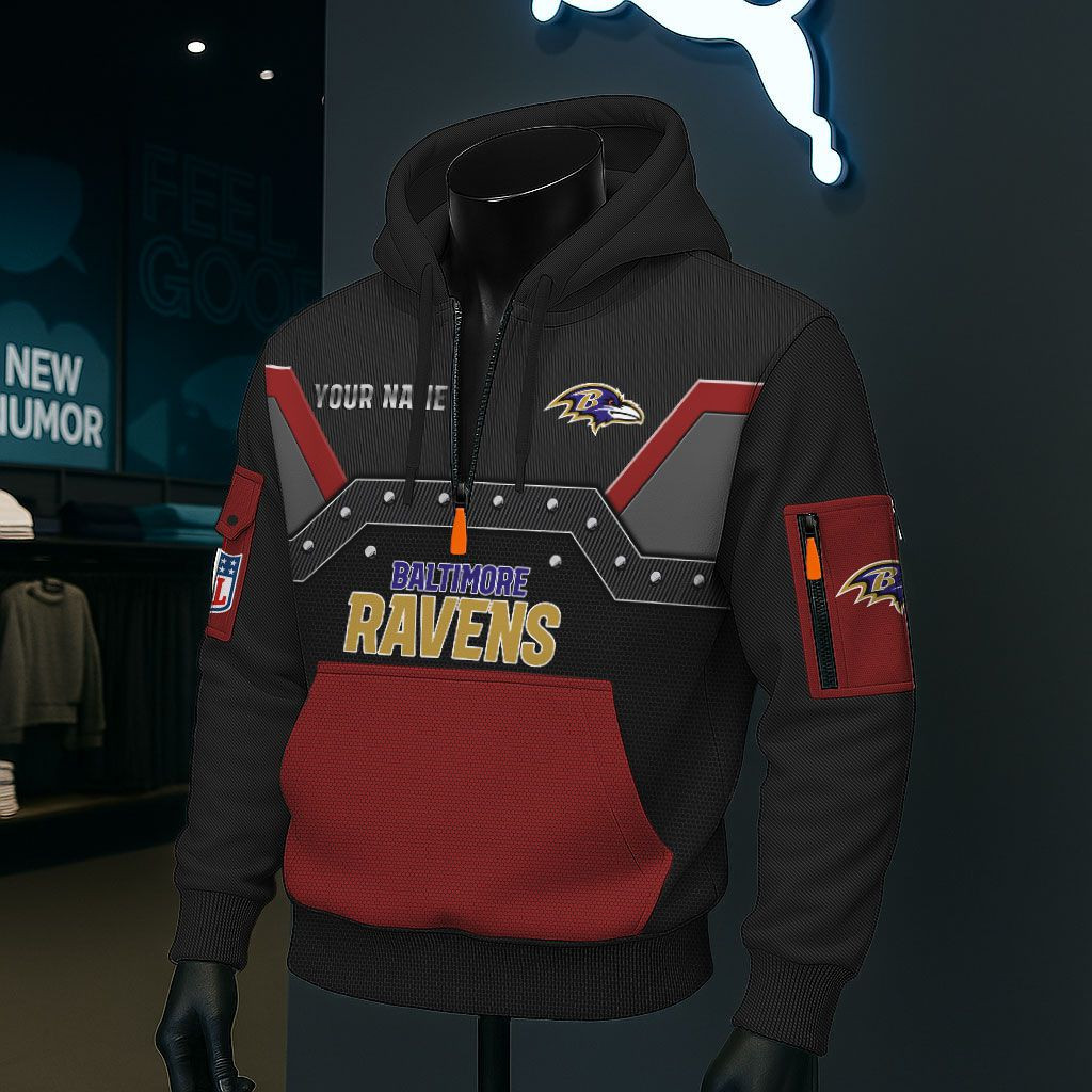 Baltimore Ravens NFL 3D Half-Zip Hoodie PB3EF8J