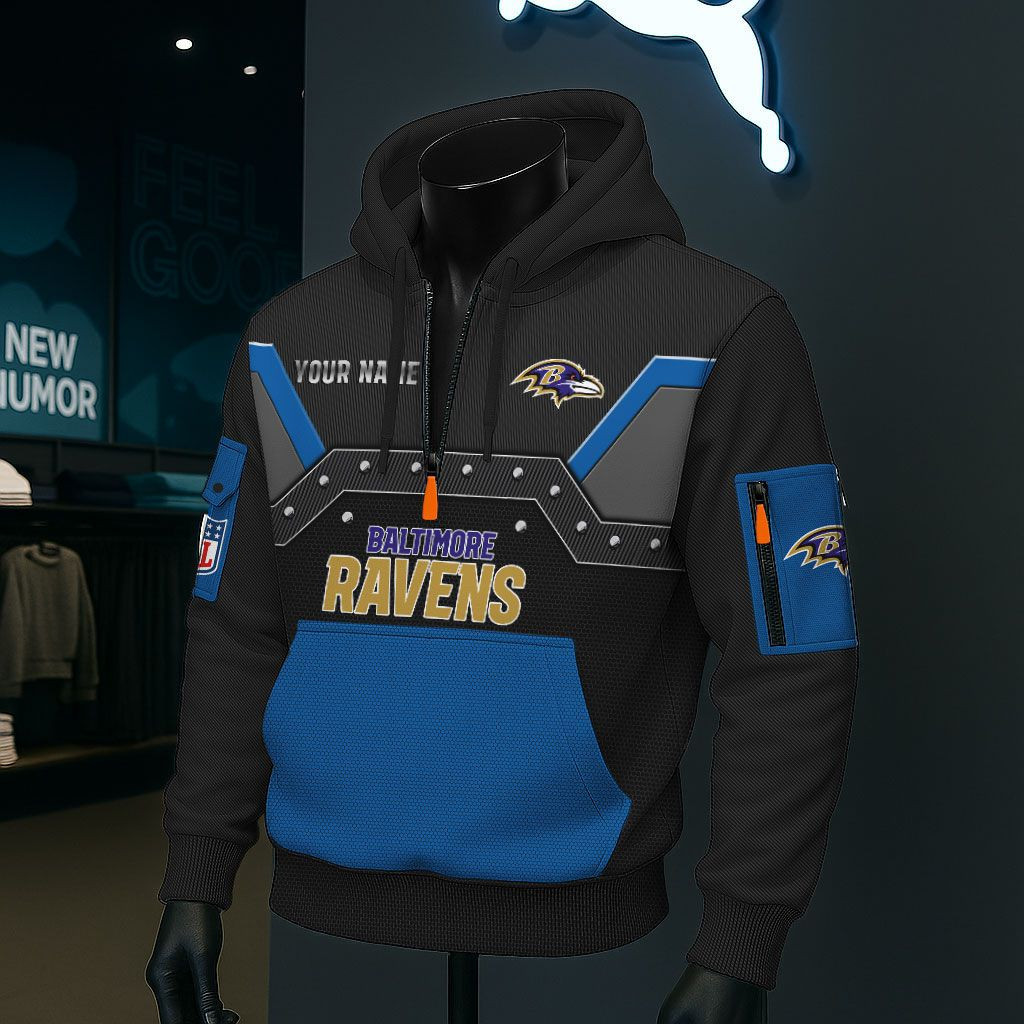 Baltimore Ravens NFL 3D Half-Zip Hoodie PB3EF8J