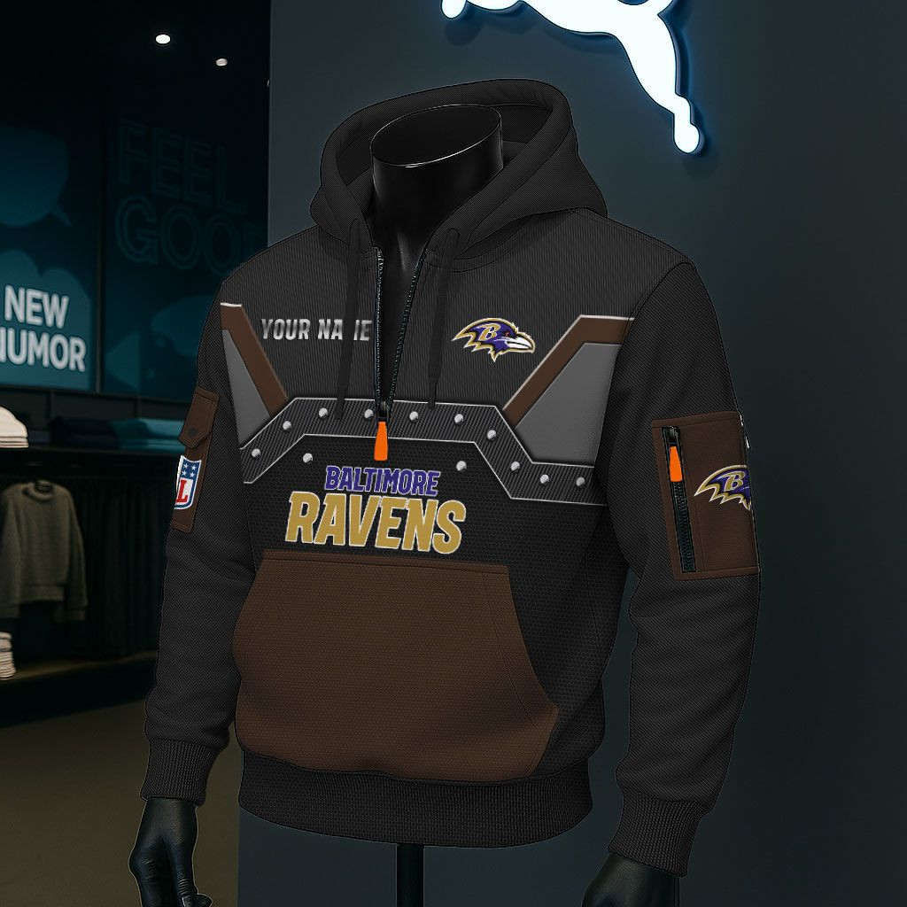 Baltimore Ravens NFL 3D Half-Zip Hoodie PB3EF8J