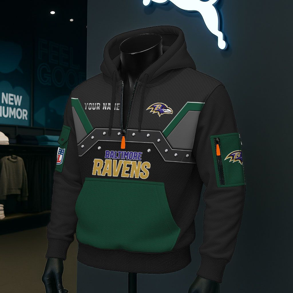 Baltimore Ravens NFL 3D Half-Zip Hoodie PB3EF8J