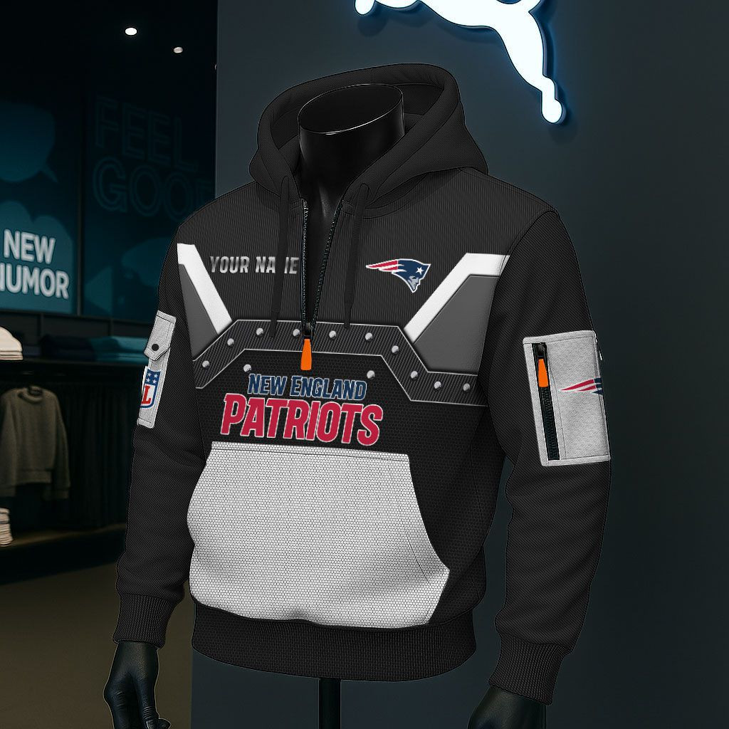 New England Patriots NFL 3D Half-Zip Hoodie PBT2WMM
