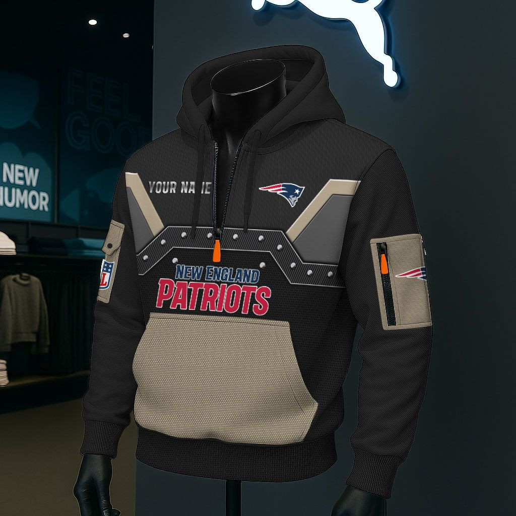 New England Patriots NFL 3D Half-Zip Hoodie PBT2WMM