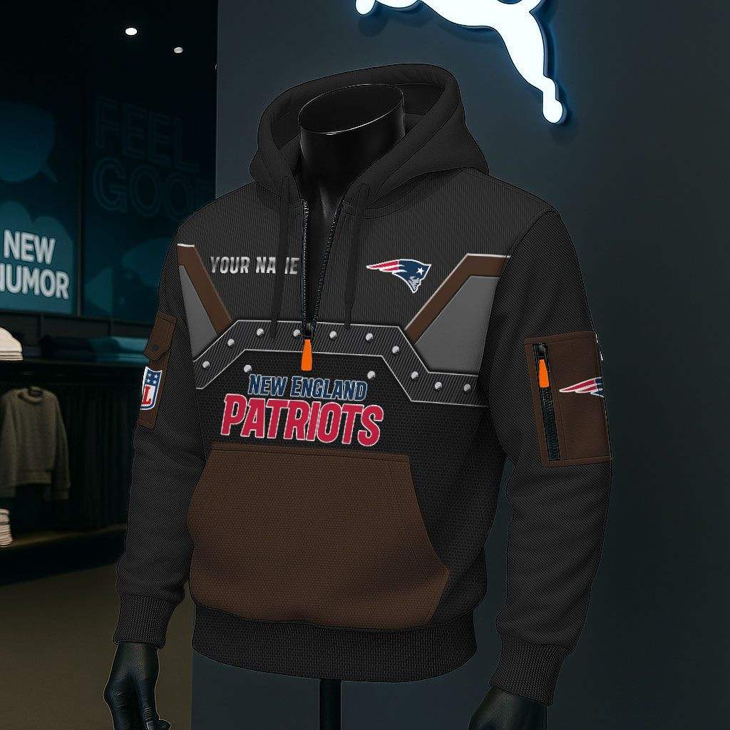 New England Patriots NFL 3D Half-Zip Hoodie PBT2WMM