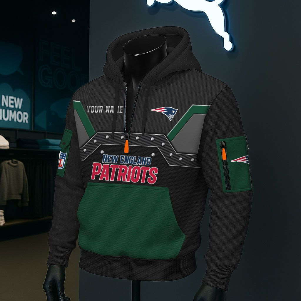 New England Patriots NFL 3D Half-Zip Hoodie PBT2WMM