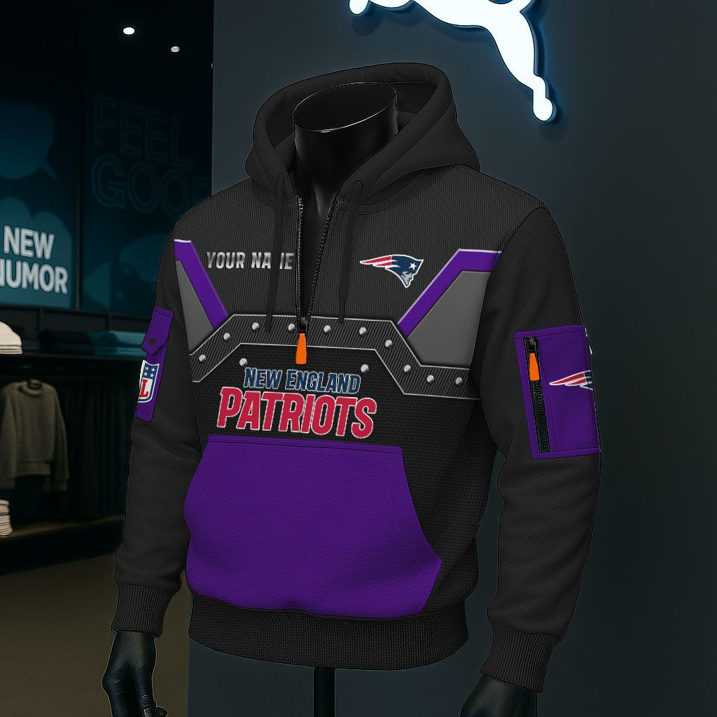 New England Patriots NFL 3D Half-Zip Hoodie PBT2WMM