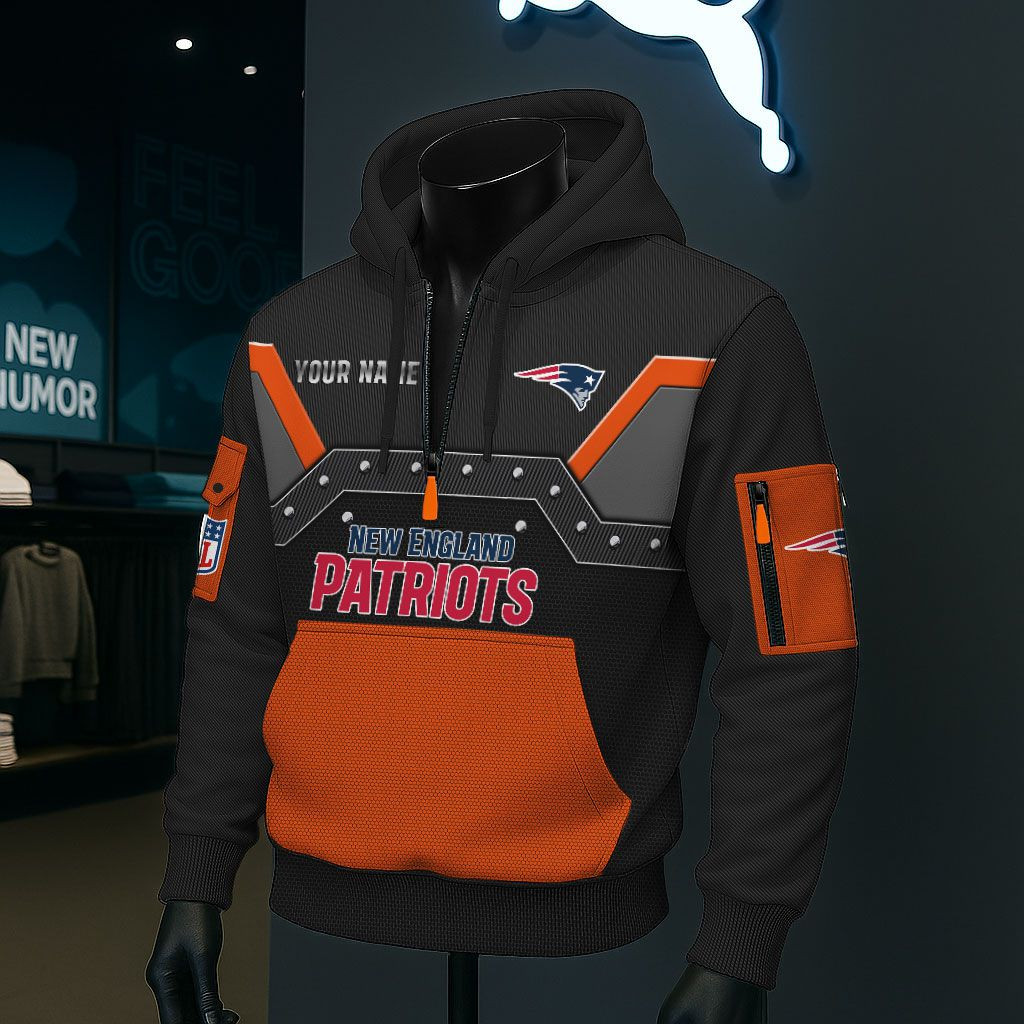 New England Patriots NFL 3D Half-Zip Hoodie PBT2WMM