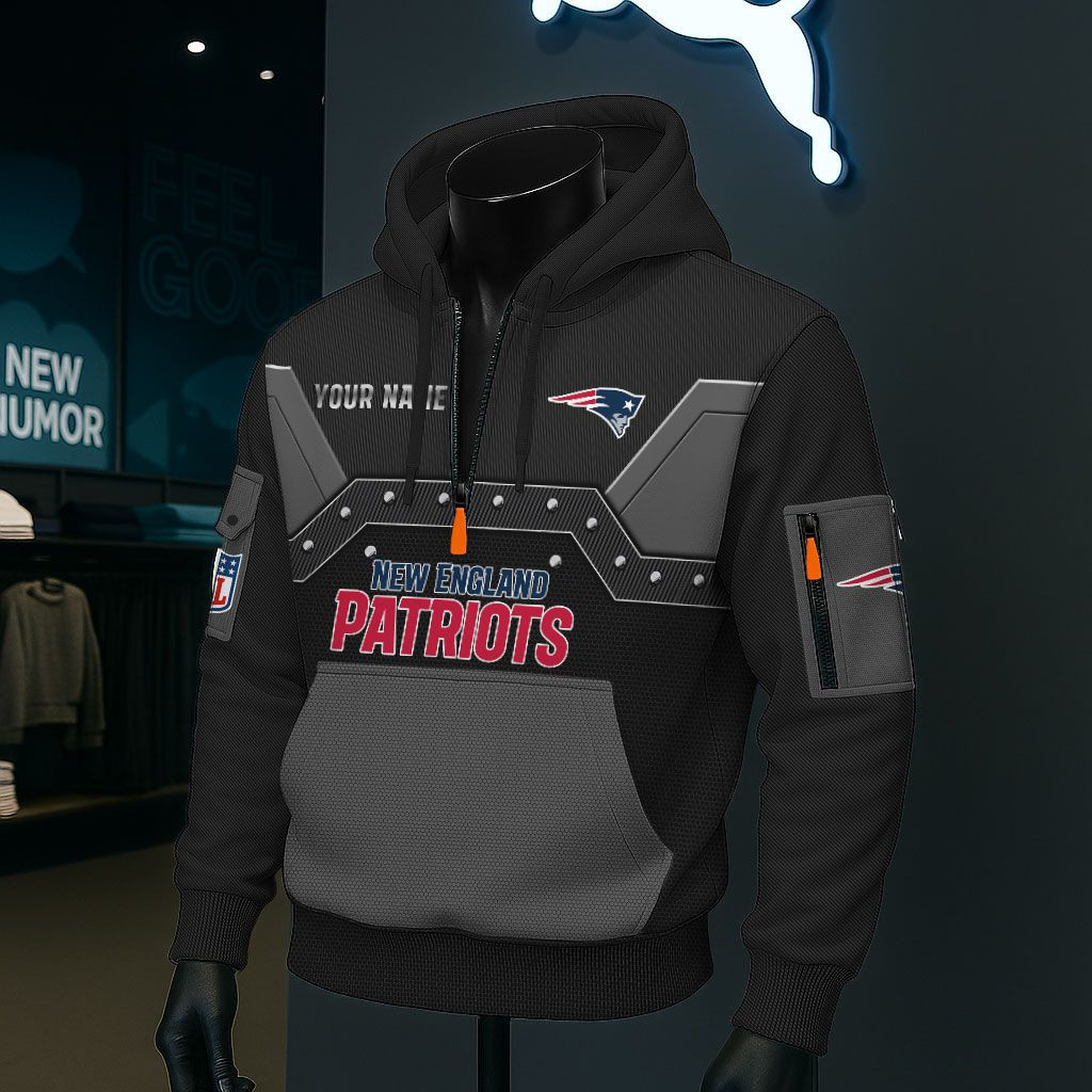 New England Patriots NFL 3D Half-Zip Hoodie PBT2WMM