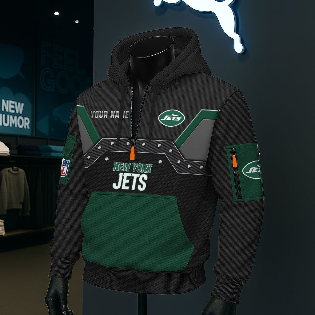 New York Jets NFL 3D Half-Zip Hoodie BRDCT3DA2424