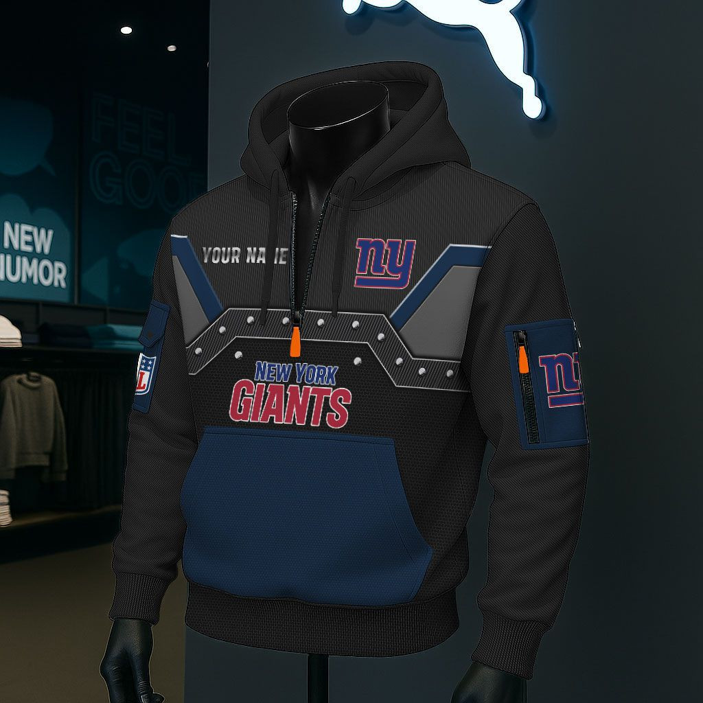 New York Giants NFL 3D Half-Zip Hoodie BRDCT3DA2324