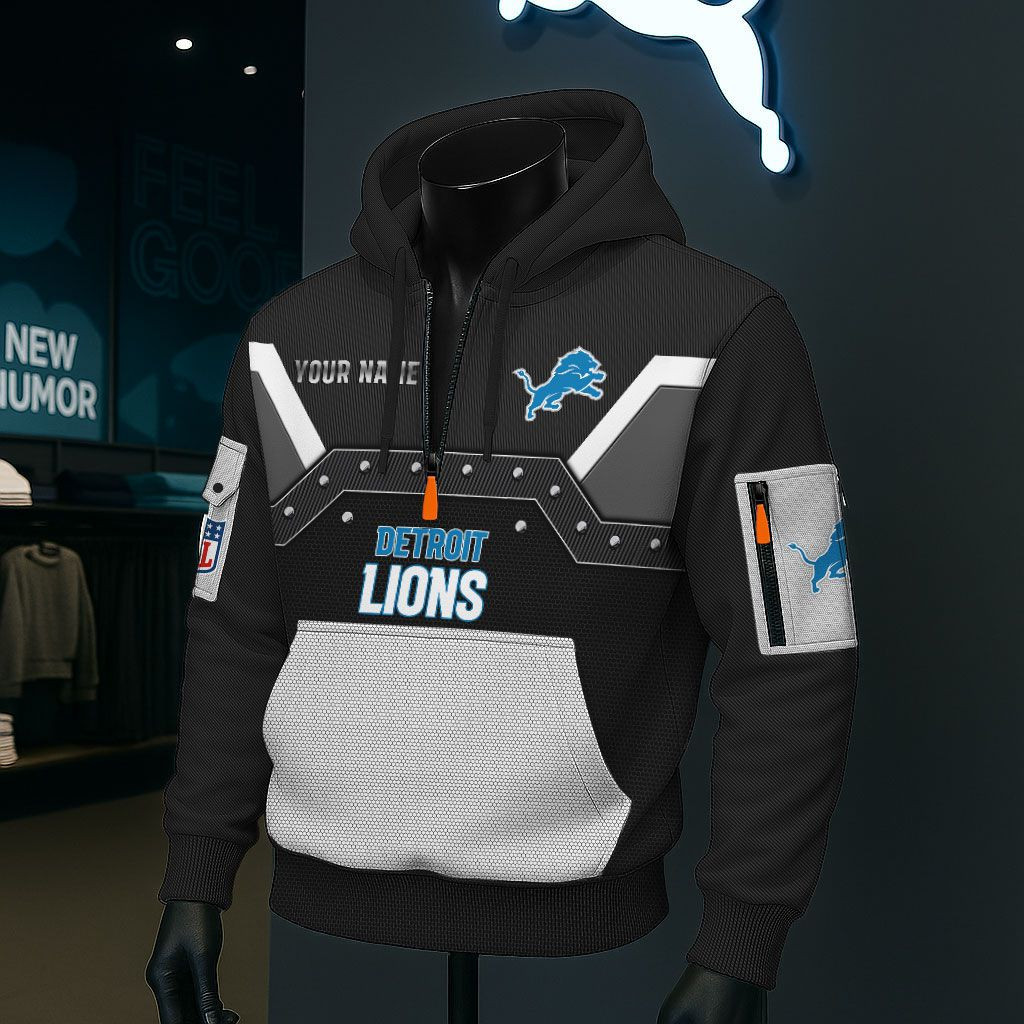 Detroit Lions NFL 3D Half-Zip Hoodie PBS85RR