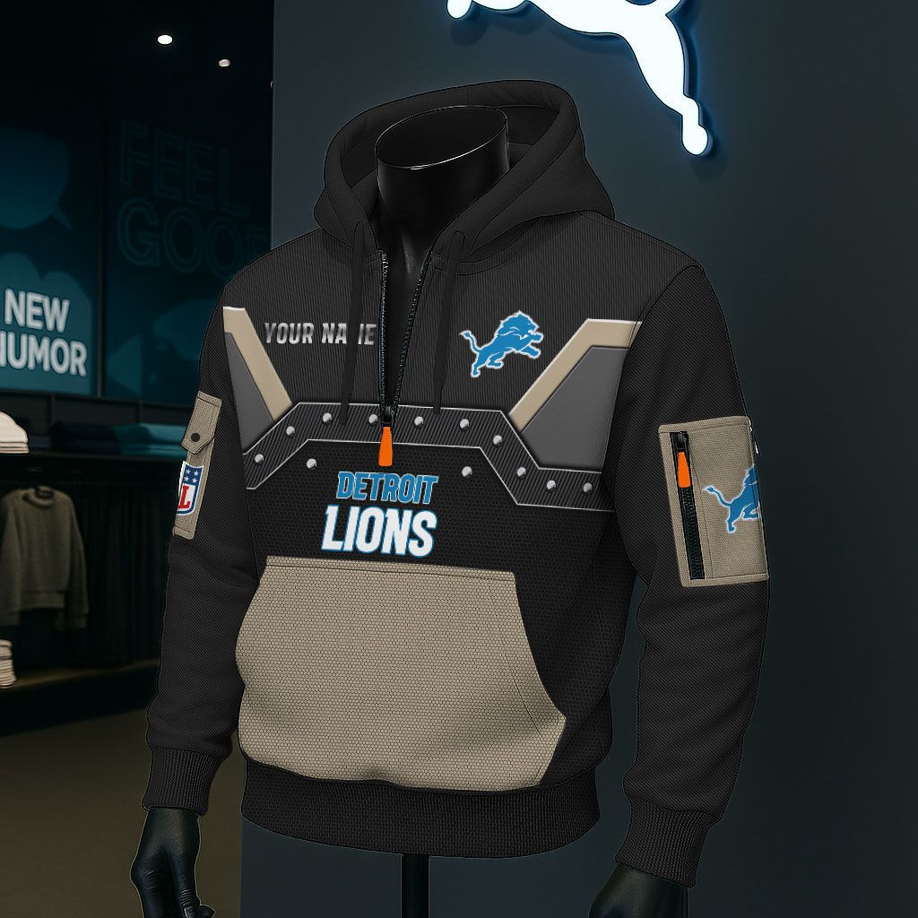 Detroit Lions NFL 3D Half-Zip Hoodie PBS85RR